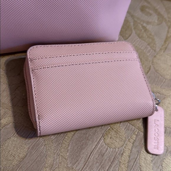 LACOSTE Large L.12.12 Concept Tote Bag, small wallet and wristlet bundle Pink - Picture 6 of 16
